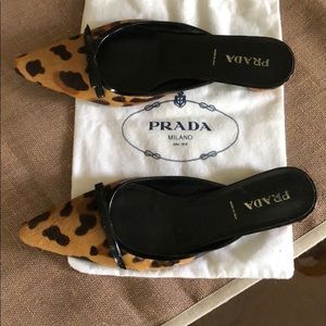 Prada Ponyhair Pointed -Toe Mules